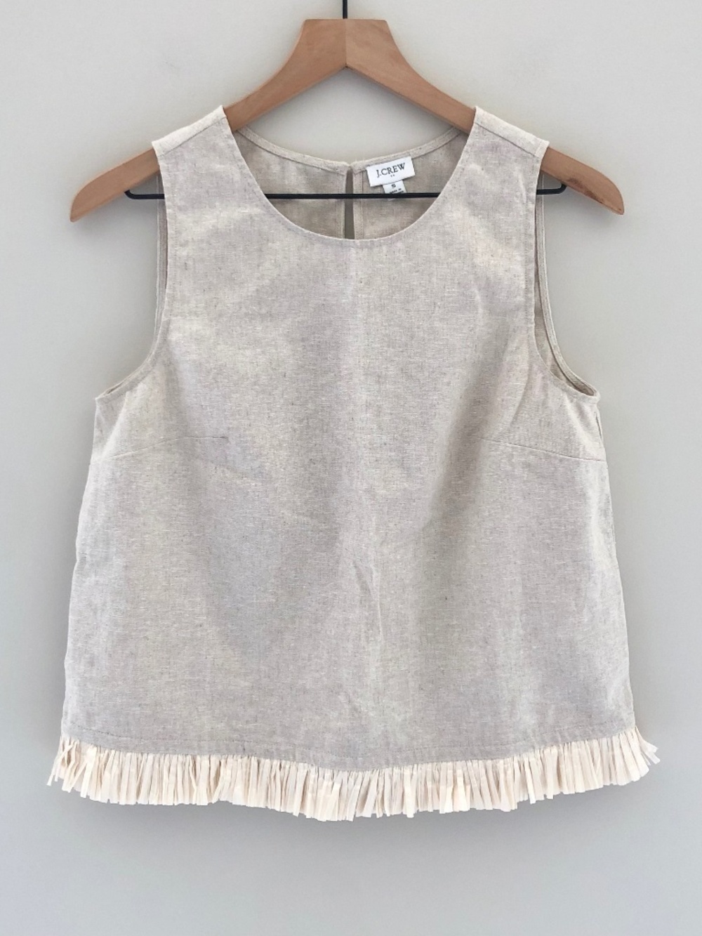 J.Crew Factory Straw-trim Linen-blend Shell